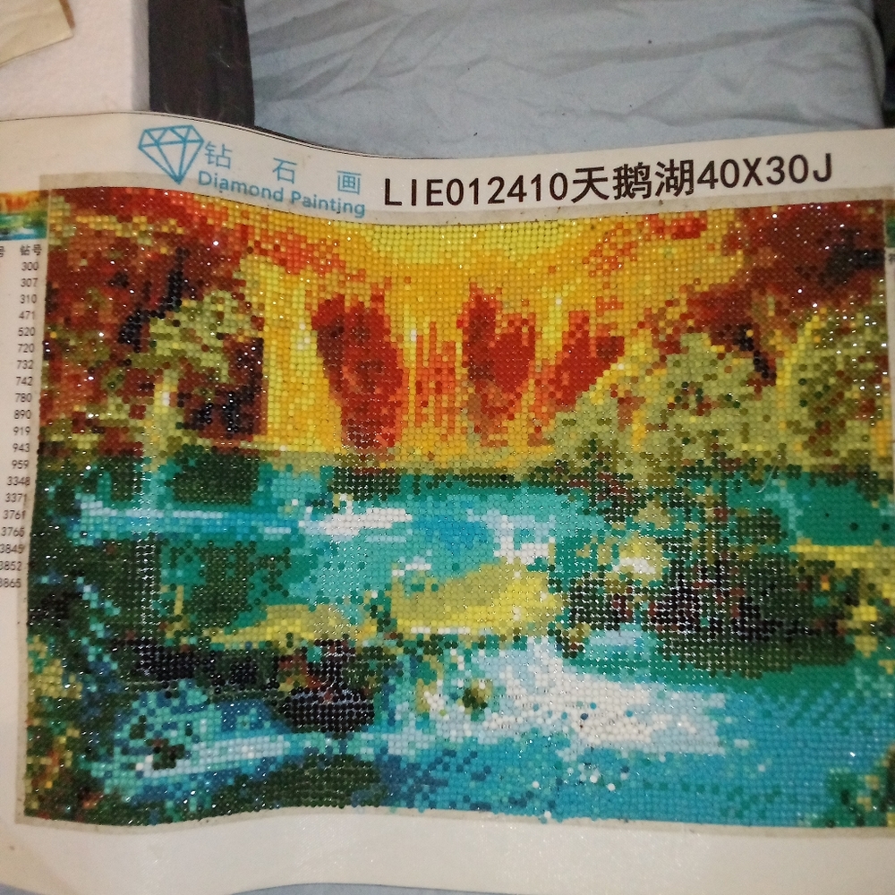 Water scene paint with diamonds picture